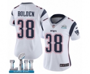 Women's Nike New England Patriots #38 Brandon Bolden White Vapor Untouchable Limited Player Super Bowl LII NFL Jersey