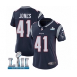 Women's Nike New England Patriots #41 Cyrus Jones Navy Blue Team Color Vapor Untouchable Limited Player Super Bowl LII NFL Jersey