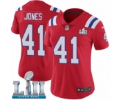 Women's Nike New England Patriots #41 Cyrus Jones Red Alternate Vapor Untouchable Limited Player Super Bowl LII NFL Jersey