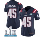 Women's Nike New England Patriots #45 David Harris Limited Navy Blue Rush Vapor Untouchable Super Bowl LII NFL Jersey