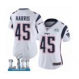 Women's Nike New England Patriots #45 David Harris White Vapor Untouchable Limited Player Super Bowl LII NFL Jersey