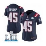 Women's Nike New England Patriots #45 Donald Trump Limited Navy Blue Rush Vapor Untouchable Super Bowl LII NFL Jersey