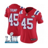 Women's Nike New England Patriots #45 Donald Trump Red Alternate Vapor Untouchable Limited Player Super Bowl LII NFL Jersey