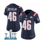 Women's Nike New England Patriots #46 James Develin Limited Navy Blue Rush Vapor Untouchable Super Bowl LII NFL Jersey