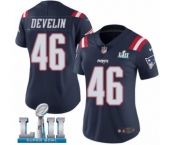 Women's Nike New England Patriots #46 James Develin Limited Navy Blue Rush Vapor Untouchable Super Bowl LII NFL Jersey