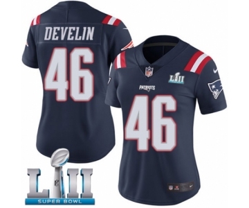 Women's Nike New England Patriots #46 James Develin Limited Navy Blue Rush Vapor Untouchable Super Bowl LII NFL Jersey