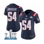 Women's Nike New England Patriots #54 Tedy Bruschi Limited Navy Blue Rush Vapor Untouchable Super Bowl LII NFL Jersey