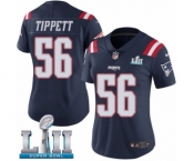 Women's Nike New England Patriots #56 Andre Tippett Limited Navy Blue Rush Vapor Untouchable Super Bowl LII NFL Jersey