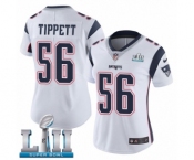 Women's Nike New England Patriots #56 Andre Tippett White Vapor Untouchable Limited Player Super Bowl LII NFL Jersey