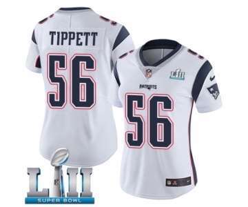 Women's Nike New England Patriots #56 Andre Tippett White Vapor Untouchable Limited Player Super Bowl LII NFL Jersey