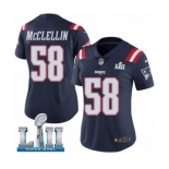 Women's Nike New England Patriots #58 Shea McClellin Limited Navy Blue Rush Vapor Untouchable Super Bowl LII NFL Jersey