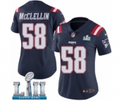 Women's Nike New England Patriots #58 Shea McClellin Limited Navy Blue Rush Vapor Untouchable Super Bowl LII NFL Jersey