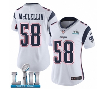 Women's Nike New England Patriots #58 Shea McClellin White Vapor Untouchable Limited Player Super Bowl LII NFL Jersey