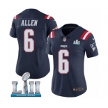 Women's Nike New England Patriots #6 Ryan Allen Limited Navy Blue Rush Vapor Untouchable Super Bowl LII NFL Jersey