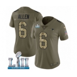 Women's Nike New England Patriots #6 Ryan Allen Limited Olive-Camo 2017 Salute to Service Super Bowl LII NFL Jersey