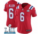 Women's Nike New England Patriots #6 Ryan Allen Red Alternate Vapor Untouchable Limited Player Super Bowl LII NFL Jersey