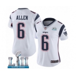 Women's Nike New England Patriots #6 Ryan Allen White Vapor Untouchable Limited Player Super Bowl LII NFL Jersey