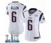 Women's Nike New England Patriots #6 Ryan Allen White Vapor Untouchable Limited Player Super Bowl LII NFL Jersey