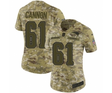 Women's Nike New England Patriots #61 Marcus Cannon Limited Camo 2018 Salute to Service NFL Jersey