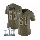 Women's Nike New England Patriots #61 Marcus Cannon Limited Olive-Camo 2017 Salute to Service Super Bowl LII NFL Jersey