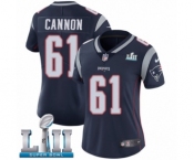 Women's Nike New England Patriots #61 Marcus Cannon Navy Blue Team Color Vapor Untouchable Limited Player Super Bowl LII NFL Jersey