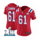 Women's Nike New England Patriots #61 Marcus Cannon Red Alternate Vapor Untouchable Limited Player Super Bowl LII NFL Jersey