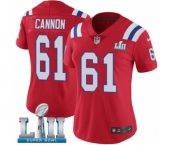 Women's Nike New England Patriots #61 Marcus Cannon Red Alternate Vapor Untouchable Limited Player Super Bowl LII NFL Jersey