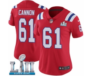 Women's Nike New England Patriots #61 Marcus Cannon Red Alternate Vapor Untouchable Limited Player Super Bowl LII NFL Jersey