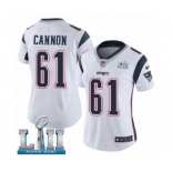 Women's Nike New England Patriots #61 Marcus Cannon White Vapor Untouchable Limited Player Super Bowl LII NFL Jersey