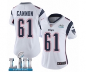 Women's Nike New England Patriots #61 Marcus Cannon White Vapor Untouchable Limited Player Super Bowl LII NFL Jersey