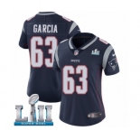 Women's Nike New England Patriots #63 Antonio Garcia Navy Blue Team Color Vapor Untouchable Limited Player Super Bowl LII NFL Jersey