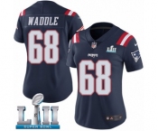 Women's Nike New England Patriots #68 LaAdrian Waddle Limited Navy Blue Rush Vapor Untouchable Super Bowl LII NFL Jersey