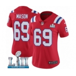 Women's Nike New England Patriots #69 Shaq Mason Red Alternate Vapor Untouchable Limited Player Super Bowl LII NFL Jersey