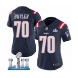 Women's Nike New England Patriots #70 Adam Butler Limited Navy Blue Rush Vapor Untouchable Super Bowl LII NFL Jersey