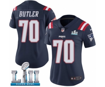 Women's Nike New England Patriots #70 Adam Butler Limited Navy Blue Rush Vapor Untouchable Super Bowl LII NFL Jersey