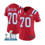 Women's Nike New England Patriots #70 Adam Butler Red Alternate Vapor Untouchable Limited Player Super Bowl LII NFL Jersey