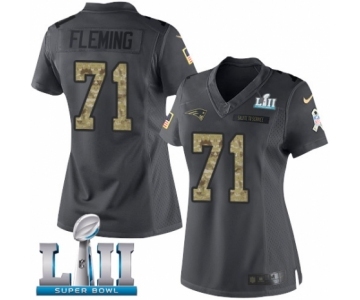 Women's Nike New England Patriots #71 Cameron Fleming Limited Black 2016 Salute to Service Super Bowl LII NFL Jersey