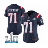 Women's Nike New England Patriots #71 Cameron Fleming Limited Navy Blue Rush Vapor Untouchable Super Bowl LII NFL Jersey