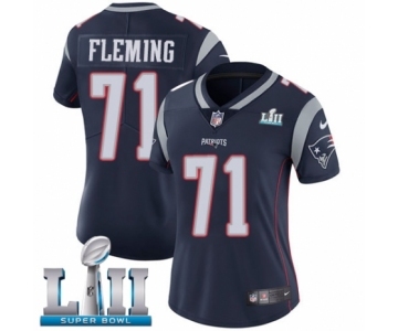 Women's Nike New England Patriots #71 Cameron Fleming Navy Blue Team Color Vapor Untouchable Limited Player Super Bowl LII NFL Jersey