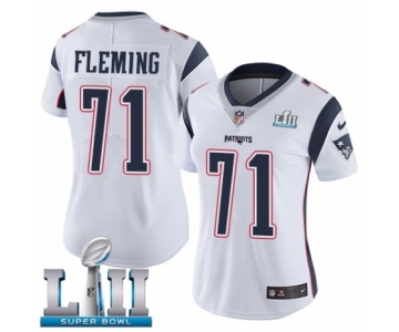 Women's Nike New England Patriots #71 Cameron Fleming White Vapor Untouchable Limited Player Super Bowl LII NFL Jersey