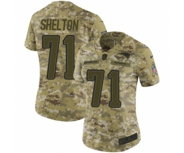 Women's Nike New England Patriots #71 Danny Shelton Limited Camo 2018 Salute to Service NFL Jersey