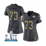 Women's Nike New England Patriots #73 John Hannah Limited Black 2016 Salute to Service Super Bowl LII NFL Jersey