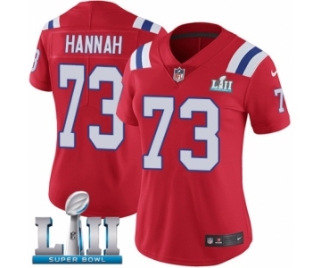 Women's Nike New England Patriots #73 John Hannah Red Alternate Vapor Untouchable Limited Player Super Bowl LII NFL Jersey