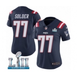 Women's Nike New England Patriots #77 Nate Solder Limited Navy Blue Rush Vapor Untouchable Super Bowl LII NFL Jersey