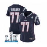 Women's Nike New England Patriots #77 Nate Solder Navy Blue Team Color Vapor Untouchable Limited Player Super Bowl LII NFL Jersey