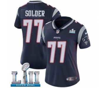 Women's Nike New England Patriots #77 Nate Solder Navy Blue Team Color Vapor Untouchable Limited Player Super Bowl LII NFL Jersey