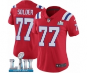 Women's Nike New England Patriots #77 Nate Solder Red Alternate Vapor Untouchable Limited Player Super Bowl LII NFL Jersey