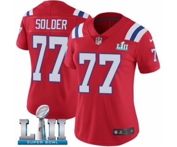 Women's Nike New England Patriots #77 Nate Solder Red Alternate Vapor Untouchable Limited Player Super Bowl LII NFL Jersey