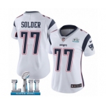 Women's Nike New England Patriots #77 Nate Solder White Vapor Untouchable Limited Player Super Bowl LII NFL Jersey