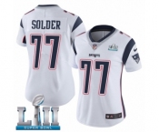 Women's Nike New England Patriots #77 Nate Solder White Vapor Untouchable Limited Player Super Bowl LII NFL Jersey